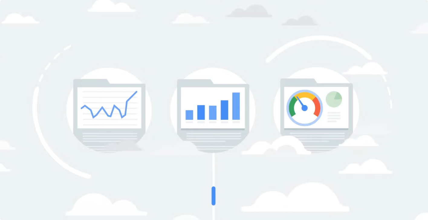 Looker Studioなどを用いてレポートを作成するイメージ図